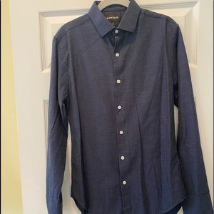 Mens Small S non lim Fit Heathered Navy Button Down.